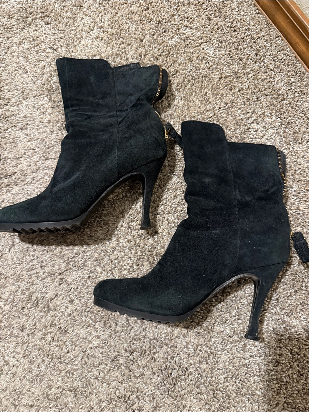 Juicy Couture Black Suede High Heel Ankle Booties